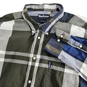 Barbour Shirt Tailor Fit Button Up Long Sleeve Green Blue Mens Tartan 12 3X